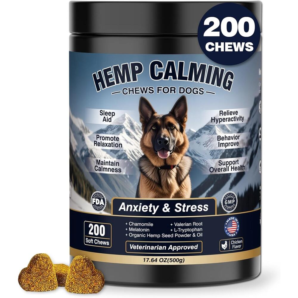 200ct Chicken Hemp Dog Calming Chews - Sleep Aid for Small/Medium/Large Dogs